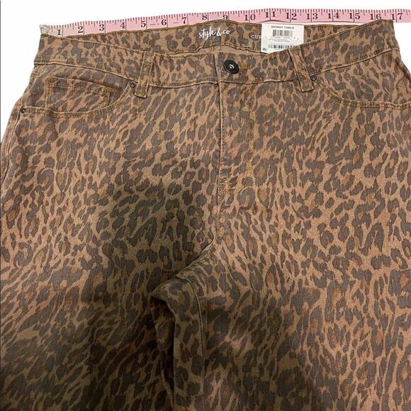 Style & Co Wild Puma Skinny Jeans Curvy Mid Rise Tummy Control Animal Print 12 - Picture 4 of 15
